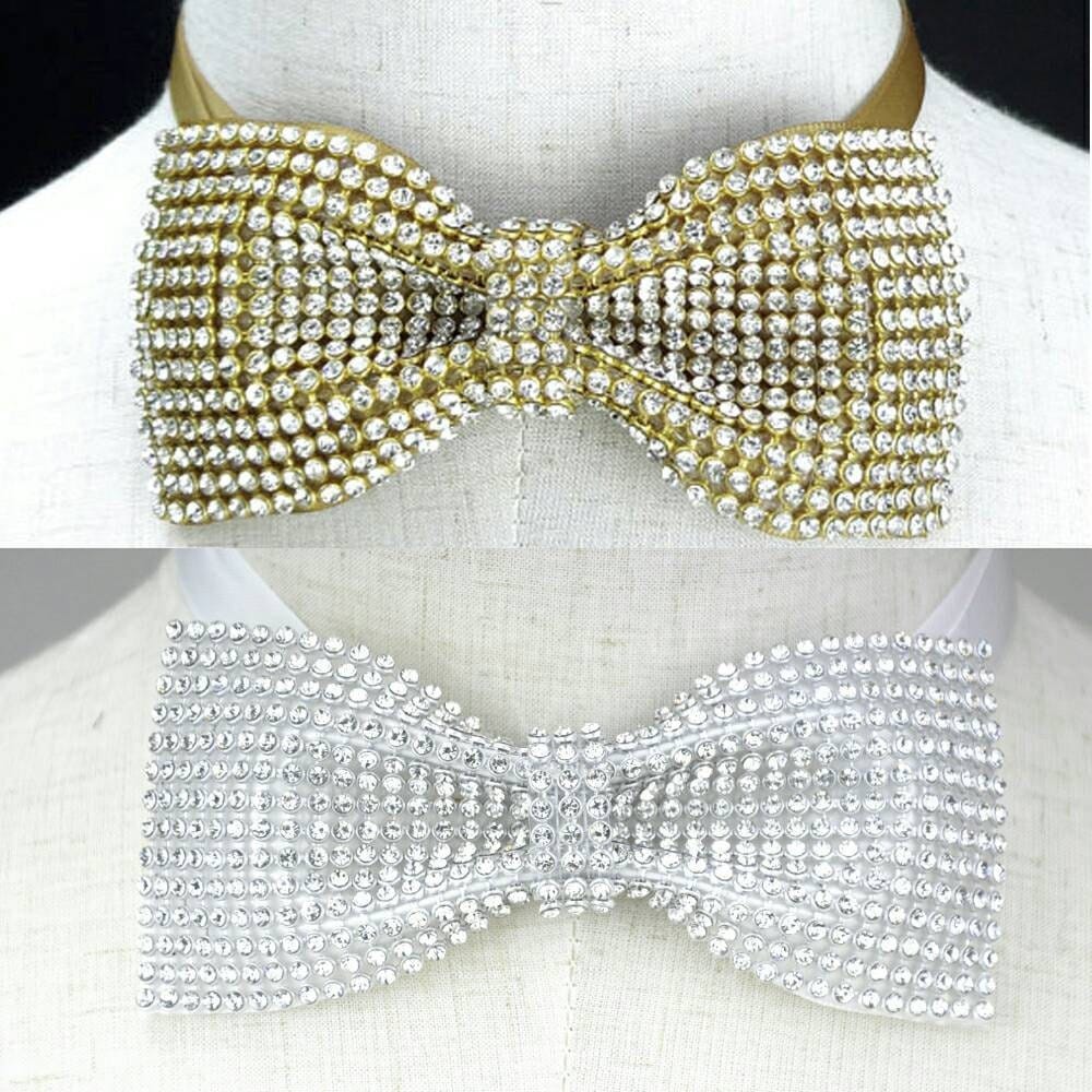 Crystal bow tie Rhinestones bow tie gold bow tie wedding