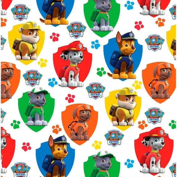 White Paw Patrol Cotton Fabric. BTY. by JinsQualityFabric on Etsy