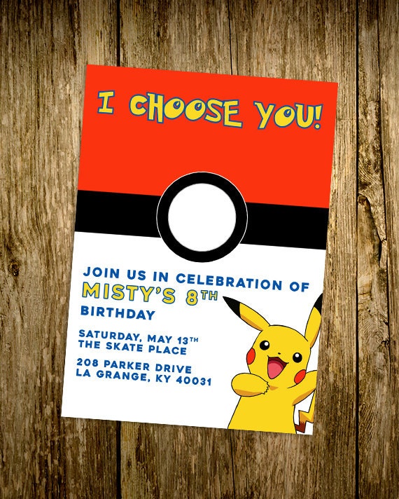 PRINTABLE Pokemon Pikachu Custom Birthday Invitation