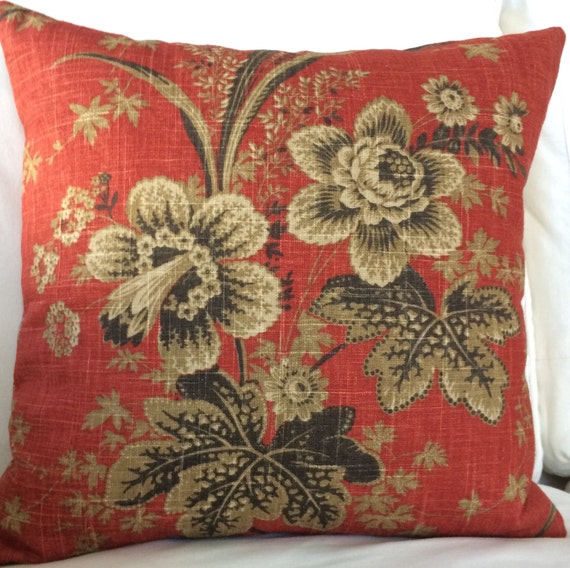 Waverly Floral Throw Pillow Cushion Cover by MarolizanaDesigns