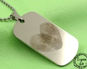 Personalized Finger Print Overlap in Heart Dog Tag Necklace, handwriting keychain. Lover Gift, Gift for him and her