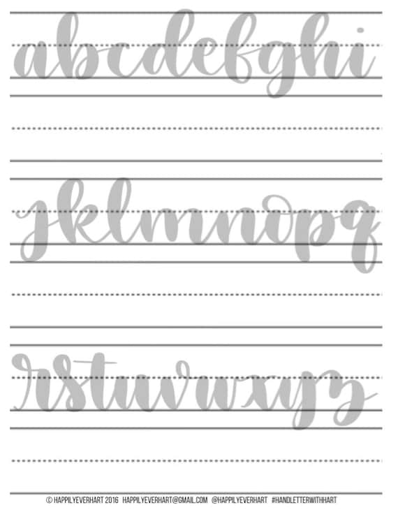 Large Hand Lettering Practice Sheets Brush Pen by HappilyEverHart