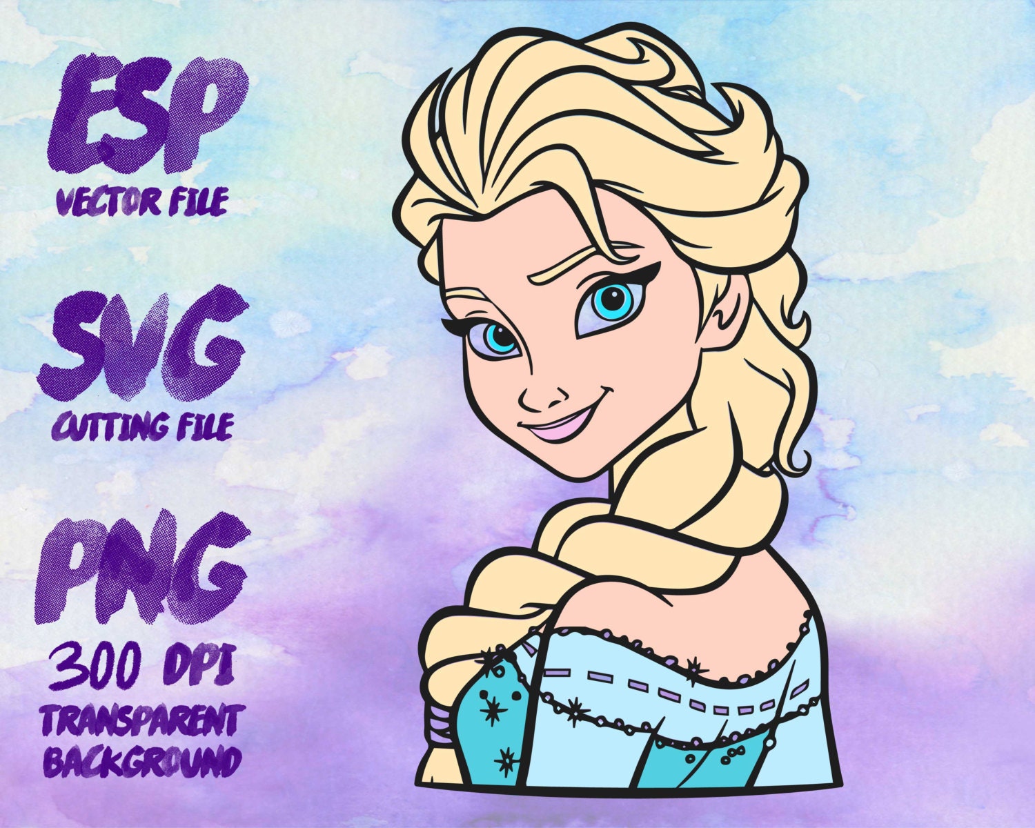 Disney Frozen princess Elsa Clipart , SVG Cutting , ESP Vectors files