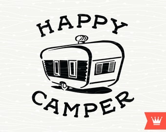 Happy Camper Fire SVG Decal Cutting File Mountains Camp