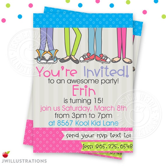 Cool Teenage Girl Birthday Invitations 2