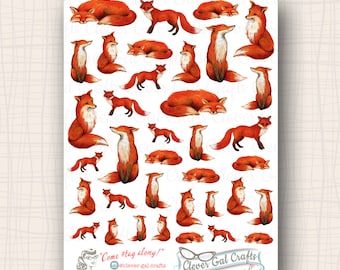 Decorative Fox Planner Stickers | You Sly Fox | 36 Stickers Total | #SD30