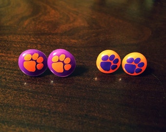 Clemson Tigers earrings - dot button stud earrings