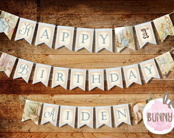 DIGITAL FILE Printable Peter Rabbit 1st Birthday or Baby Shower Personalized Banner