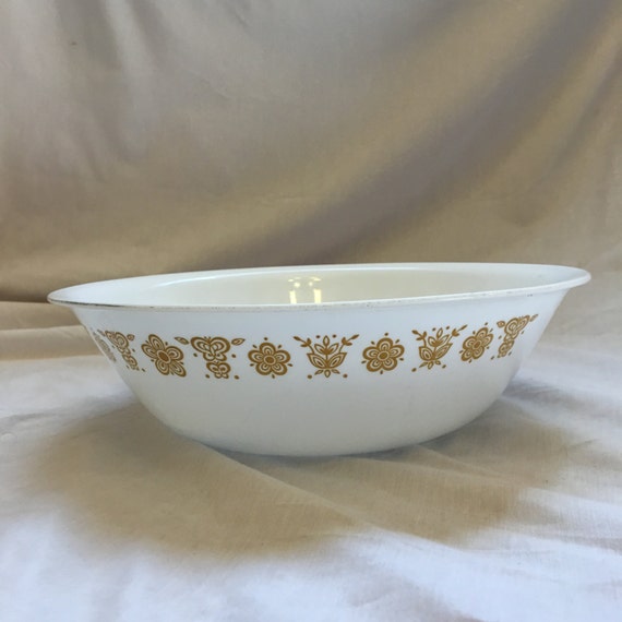 Vintage Corelle Large Serving Bowl Butterfly Gold