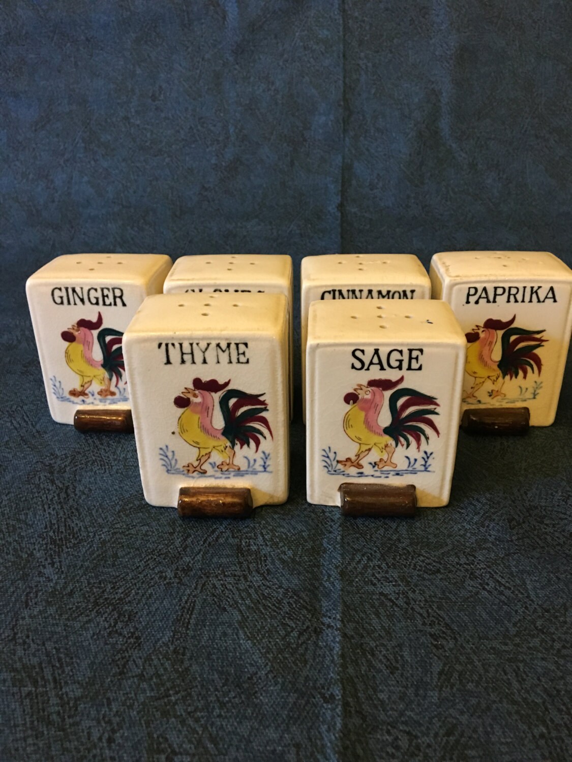 Vintage Spice Jars with Roosters Made in Japan Mid Century