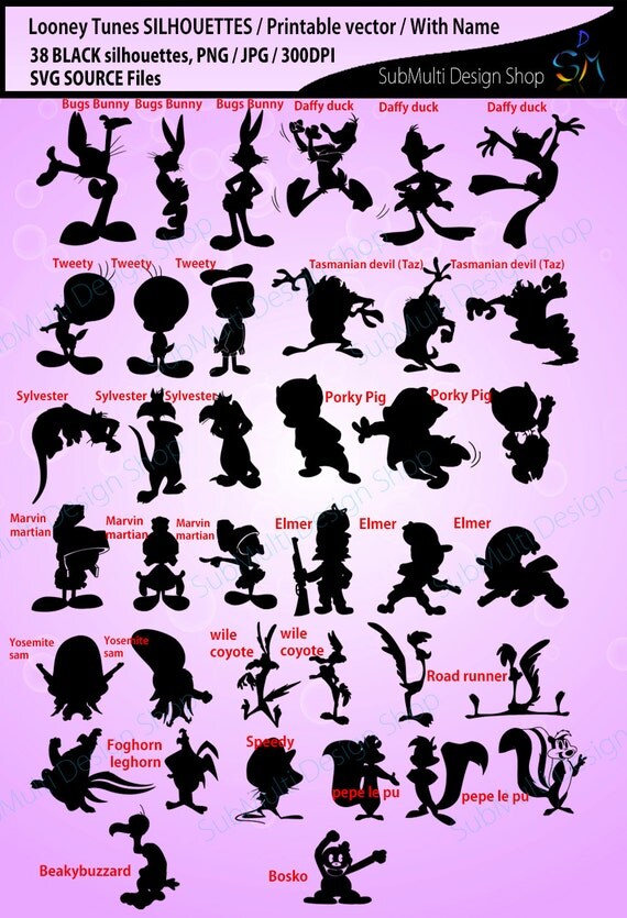 Looney tunes silhouette / looney tunes / PNG /HQ SVG / Eps