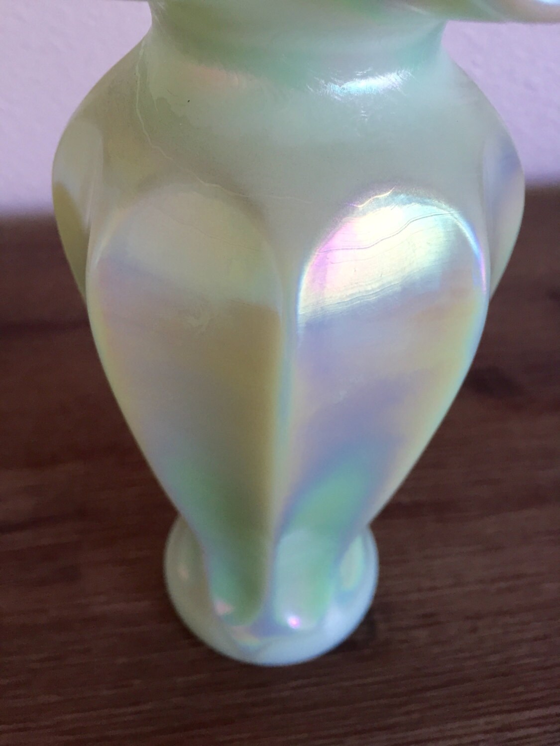 Fenton Glass Vase Iridescent Mint Green Glass Vase