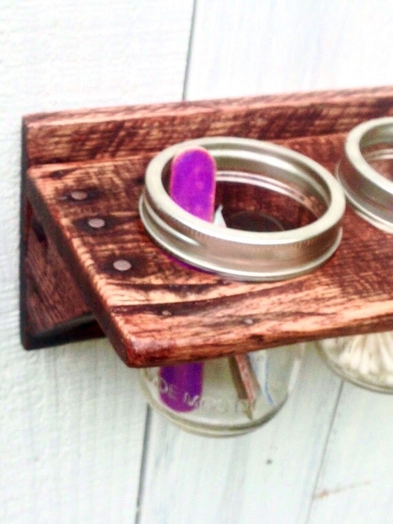 Mason Jar Bathroom Organizer Rustic Bathroom Wall Decor