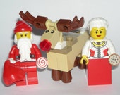 LEGO Santa Christmas Minifigure w/ Mrs. Claus and Rudolph The Red Nosed Reindeer