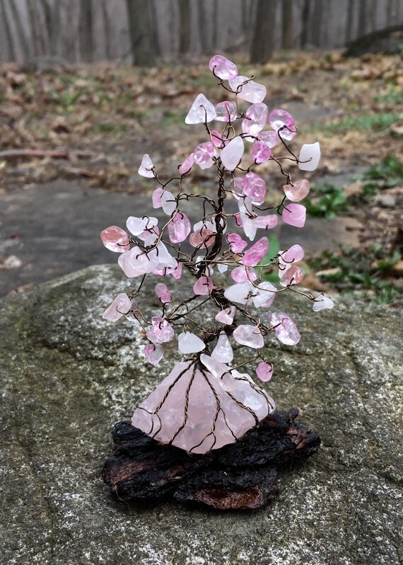 rose quartz gemstone tree