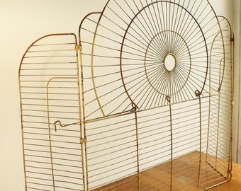 SOLD Lauren Antique fireguard fire screen rare 19th antique wire fireguard