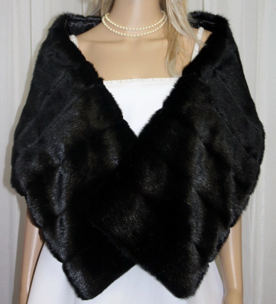 fur wrap shawl black