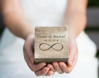 Wedding Ring Box Rustic Ring Holder Bearer Personalized Rustic Ring holder Infinity Ring Pillow Bearer Box