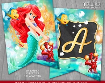 birthday rhymes mermaid UK banner Etsy  Ariel
