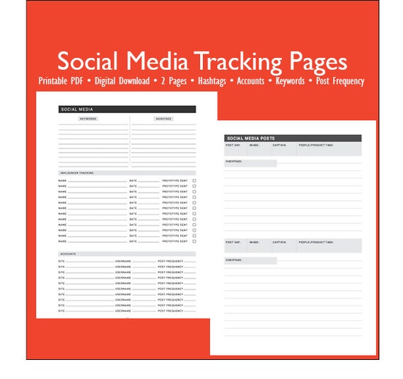 Social Media Pages PDF Printable Digital Download by TinkeryInc