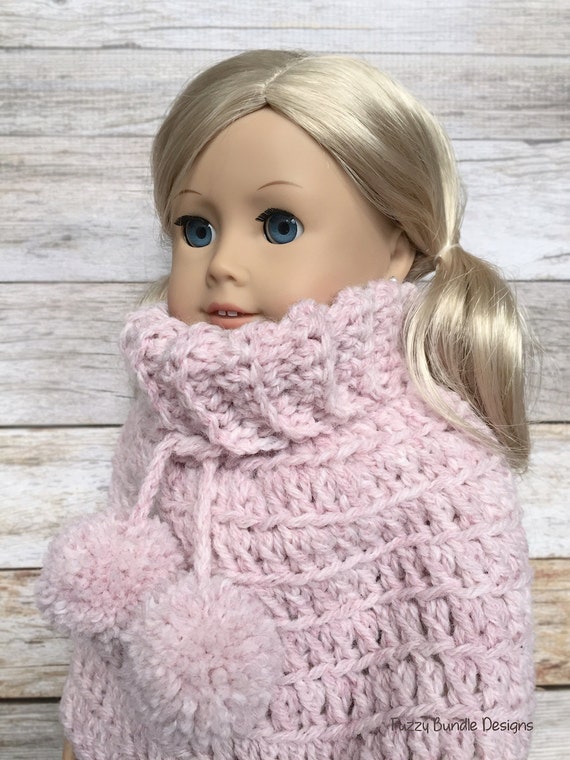 CROCHET PATTERN 18 inch Doll Pom Pom Poncho PDF 11 by FuzzyBundle