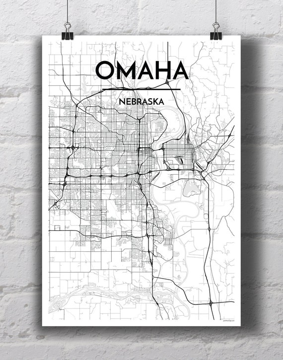 Black & White Omaha City Map Print