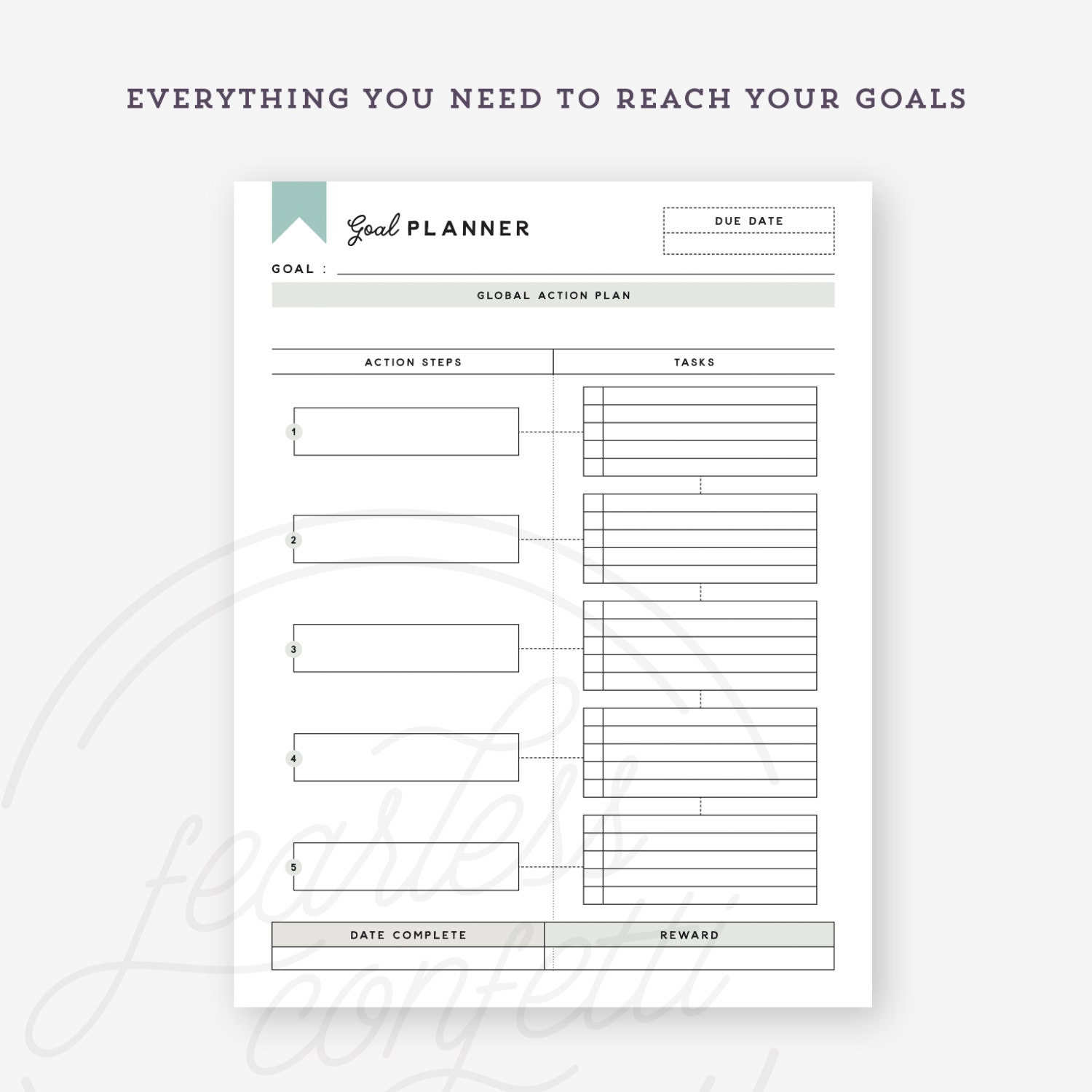 Printable Goal Planner Printable Goal Tracker Goal Planner