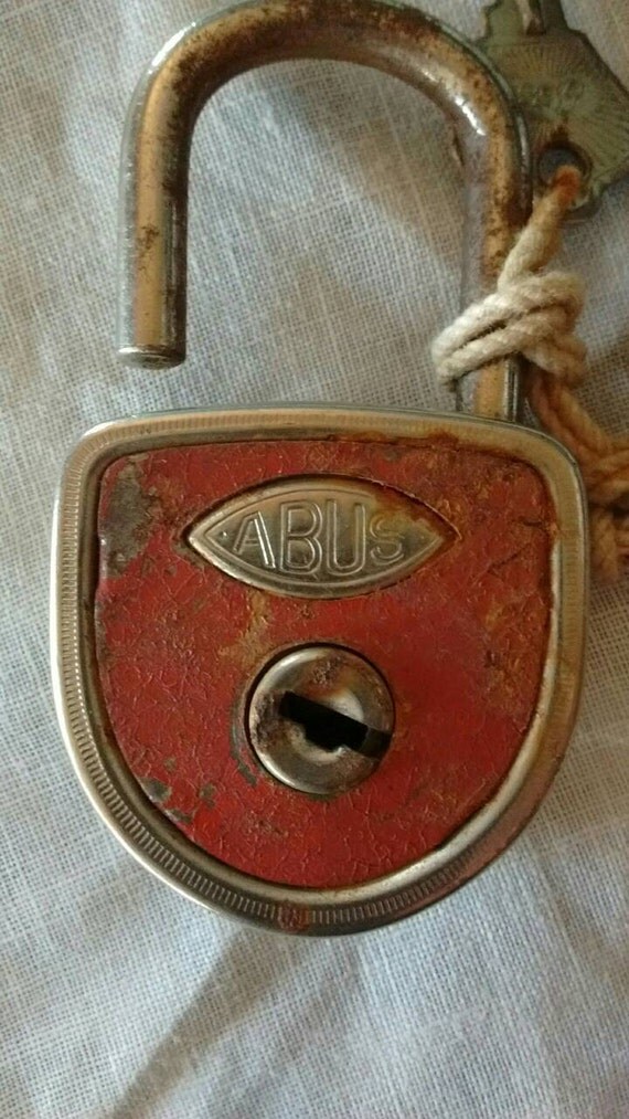 Antique ABUS padlock Germany red