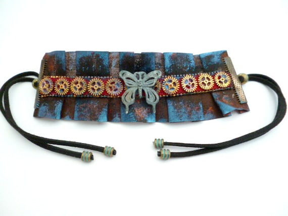 Blue Butterfly Steampunk Bracelet_BB055803_Steampunk Accessories_Gift Ideas by MultiStyle steampunk buy now online