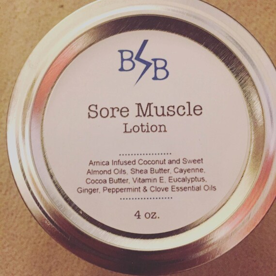 Sore Muscle Lotion by Boltedfromtheblue on Etsy