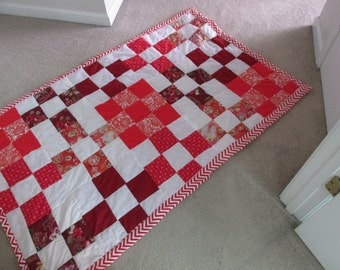 Red patchwork quilt