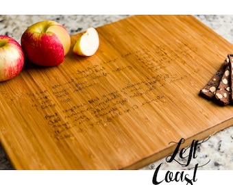 Custom Handwriting Personalized Cutting Board Recipe Kitchen Decor Wedding for Her Him Anniversary Family Cook Engraved