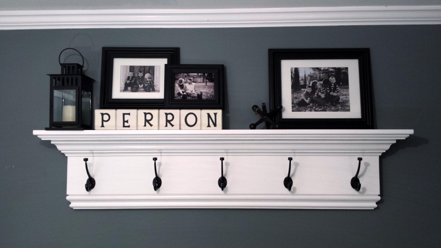 White Coat Hook Shelf