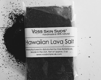Sea Salt Soap | Hawaiian Black Lava - Charcoal Soap | Exfoliating Salt Bar | Cold Process Soap | Spa Soap | Detox | Vegan | Mineral Rich