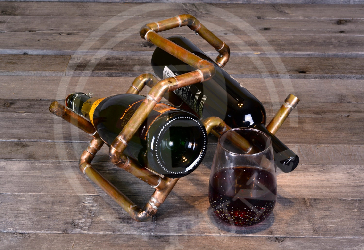 Copper wine holder 2 bottle wine rack and by PfunkFurniture
