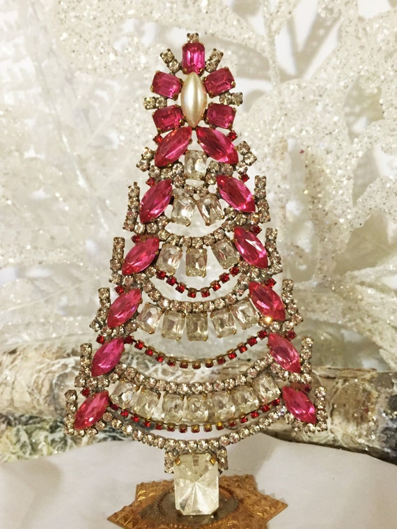 Husar Rhinestone Christmas Tree Pink Garland Pearl Topper