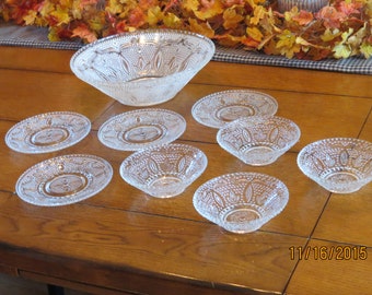 Federal Glass; Heritage pattern 9 pieces Federal Glass Heritage