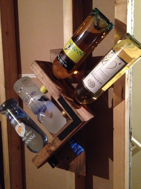 Bar Wall Mount Wine and liquor Rack 4 Bottle Holder Storage