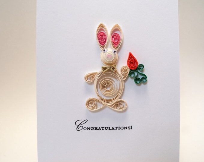 Baby card,bunny card,easter card,congratulations card,baby shower card,new parents card,new grandparents card,newborn card,rabbit card