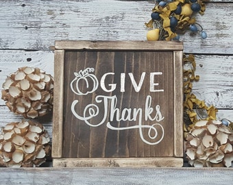 Framed Give thanks sign, fall decor, rustic fall, rustic fall decor, give thanks farmhouse sign, farmhouse fall sign, rustic fall decor