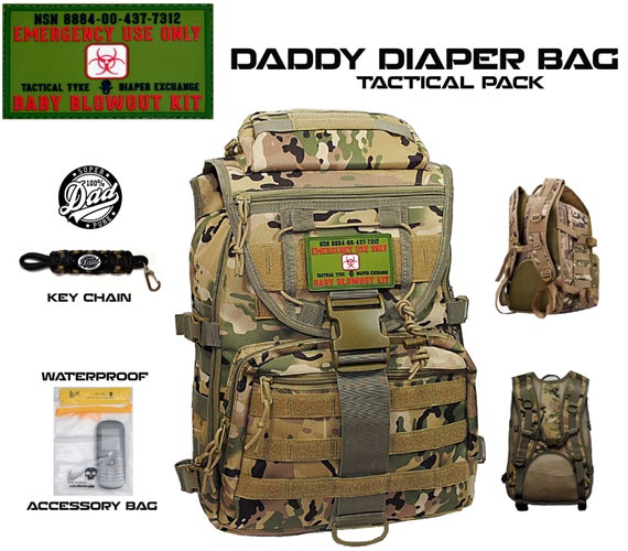 Camo DADDY DIAPER BAG Super Dad Tactical Backpack by CYCLONEXGEAR