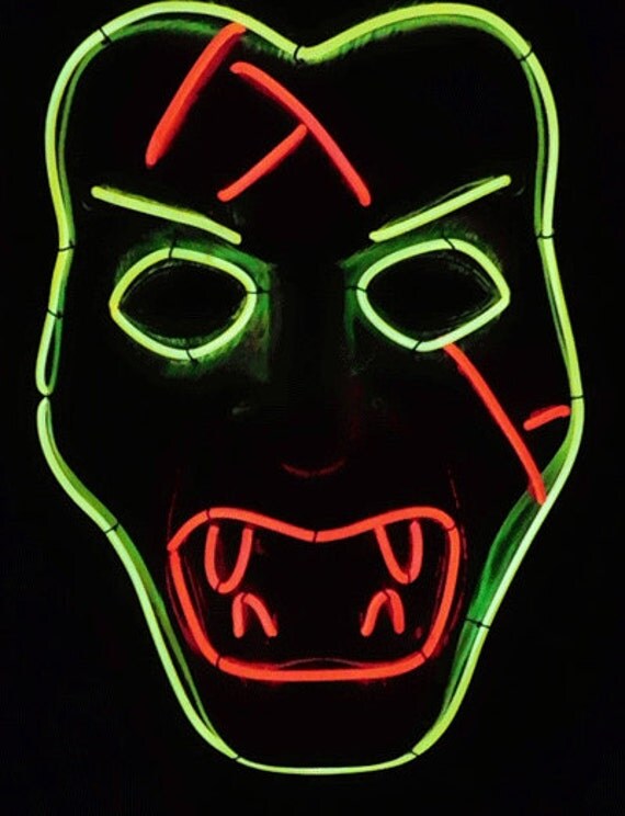 Light Up Glow Neon Kabuki LED EL Wire Mask For Rave Vampire