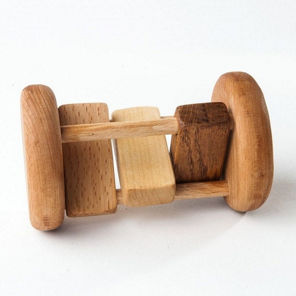 Ball Cylinder Organic Eco Baby Rattle Toy Natural Wooden Toy