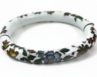 Vintage Hinged Cloisonne Bracelet - Hand painted Jewelry - 1950's