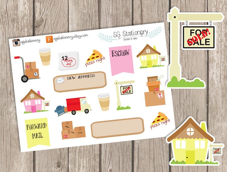 Moving Stickers Moving day Stickers for use with Erin