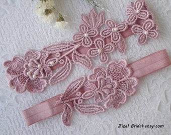 Wedding Garter, Garter Set, Lace Garter Set, Nude Pink Garter, Bridal Garter, Pink Lace Garter, Lace Garter, Pink Garter, Pink Garter Set