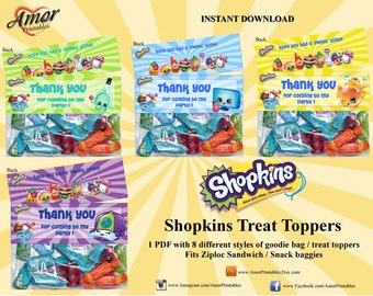 Shopkins Treat Toppers plus matching Mini Hershey Wrappers; Party Printables, Hershey, Candy Wrapper