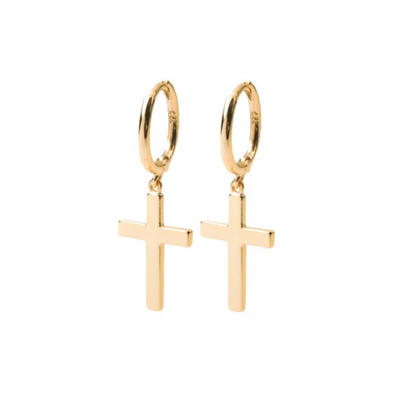 Cross hoop earrings Cross-shaped earrings Rock cross