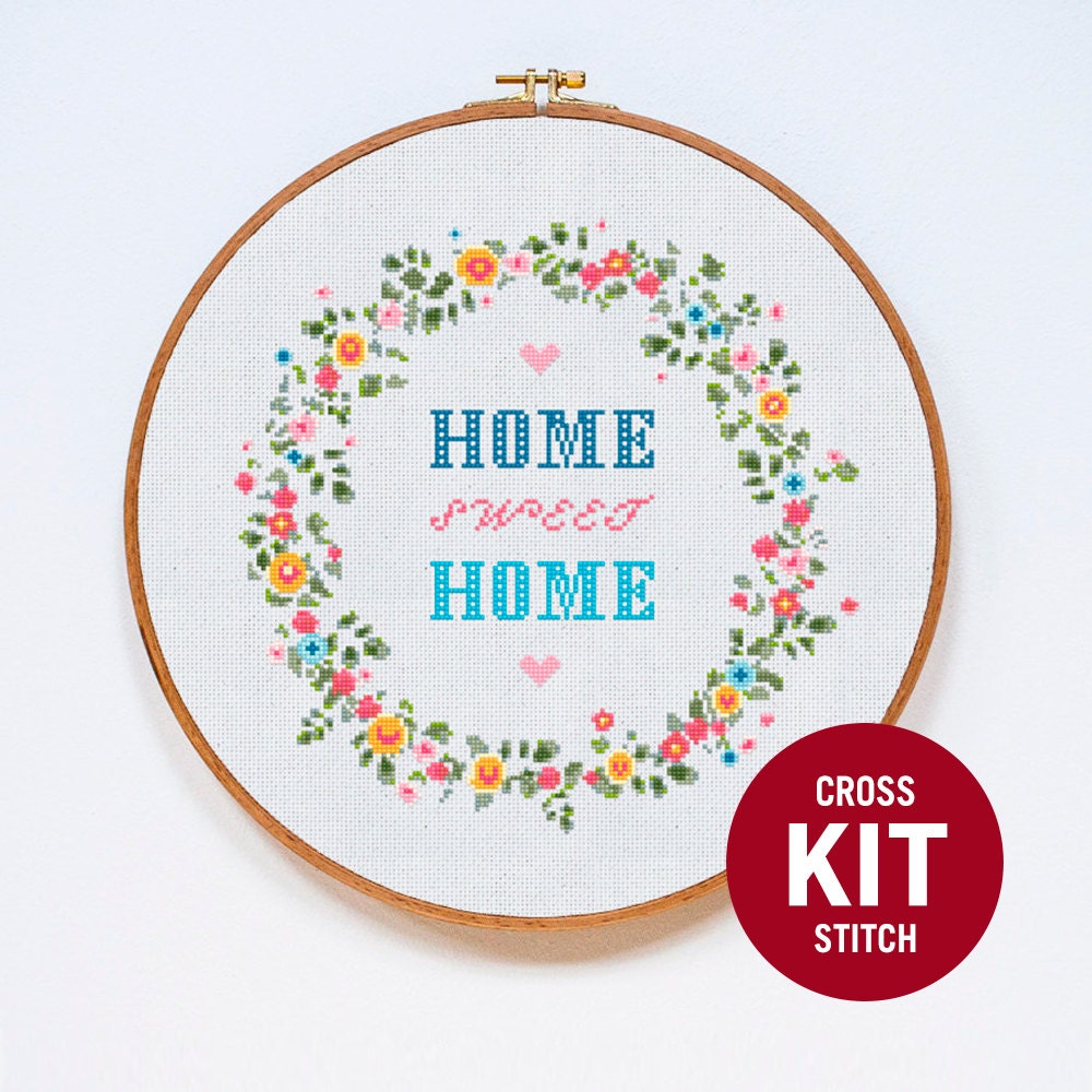 Home Sweet Home Cross Stitch KIT Home Modern Cross by Stitchering