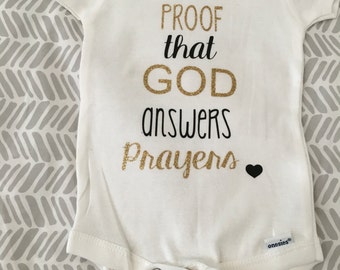 baby girl onesie ,answered prayer, baby gift, glitter
